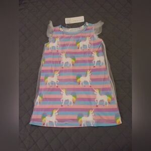 Charming Unicorn Striped Dress for Kids